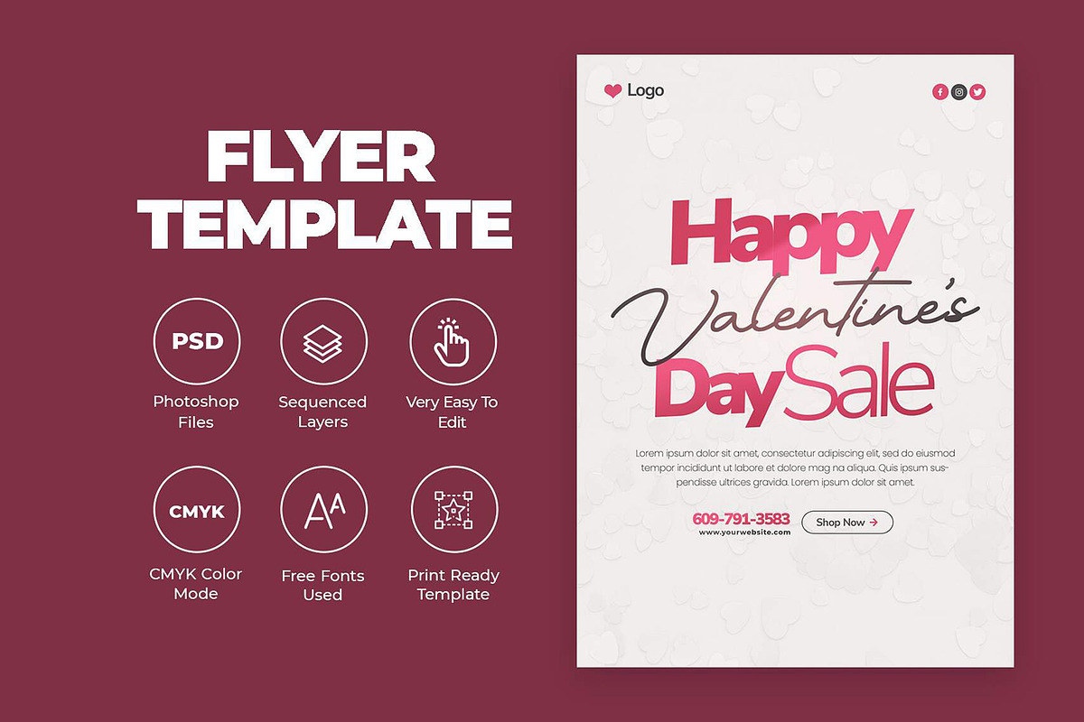Valentine's Day Flyers Bundle, a Flyer Template by Saman Osama (Photo 6 of 7)