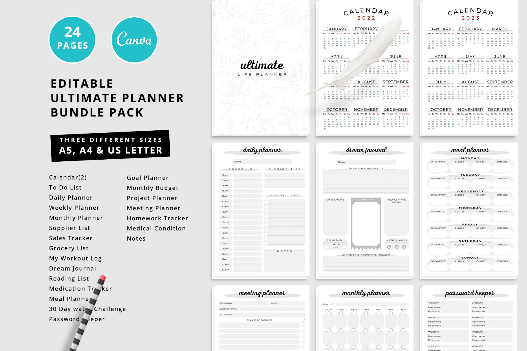 Canva Ultimate Planner Bundle Vol.29, a Stationery Template by Amit Debnath