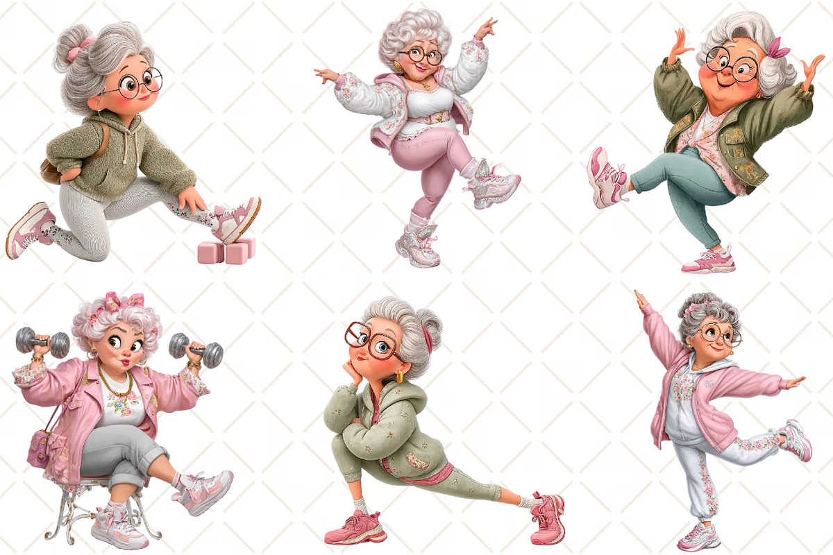 Funny Fitness Grandma Clipart, an Animal Illustration by Black Bird Studio (Photo 6 of 6)