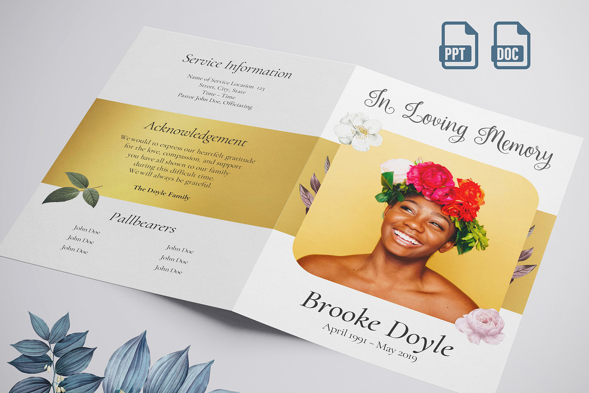 funeral program printing template, a Templates & Theme by TemplateLab (Photo 1 of 2)