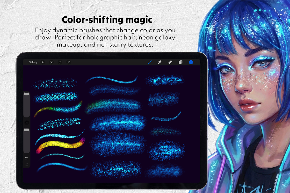 70 Glitter & Shimmer Procreate Brush, a Brush Add-On by Selentaori Studio (Photo 6 of 10)