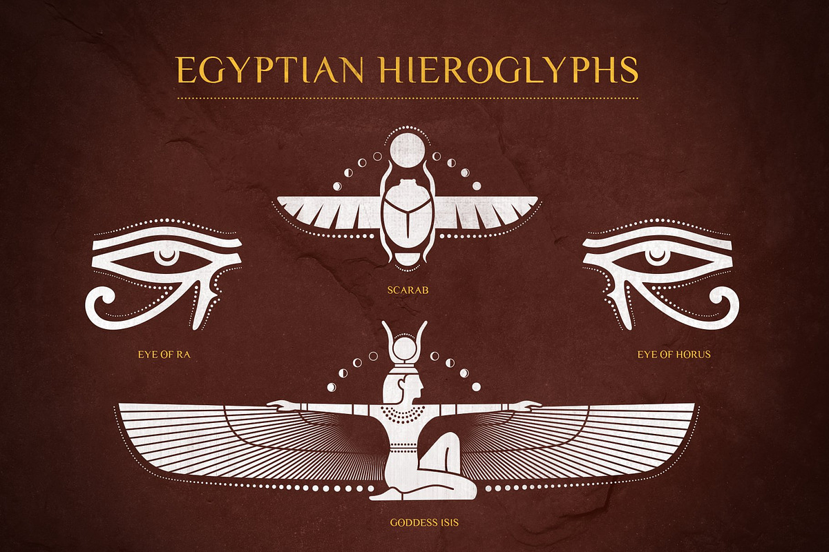 Egyptian Hieroglyphs Vector Set, an Illustration by S K Y B O X (Photo 2 of 10)
