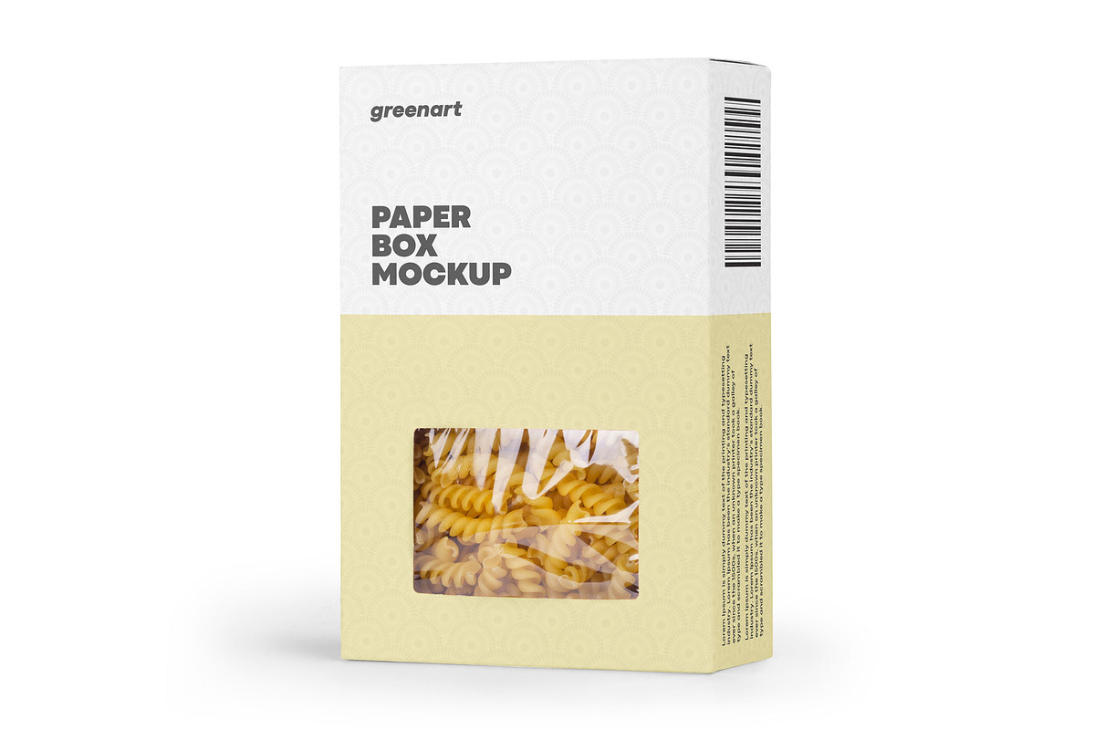Paper Box with Spiral Pasta Mockup, a Packaging Mockup by Green Art (Photo 1 of 5)