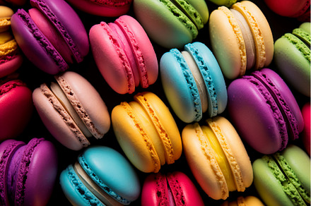 Whimsical Many colorful macarons, a Food & Drink Photo by Ylivdesign