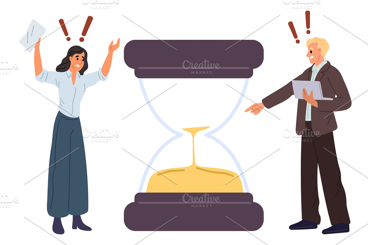 Frustrated man and woman watch sand, a Person Illustration by Vectorbuum