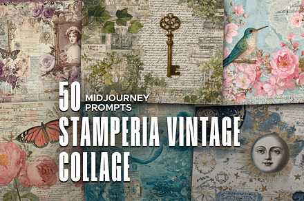 50 Stamperia Vintage Collage Prompts
