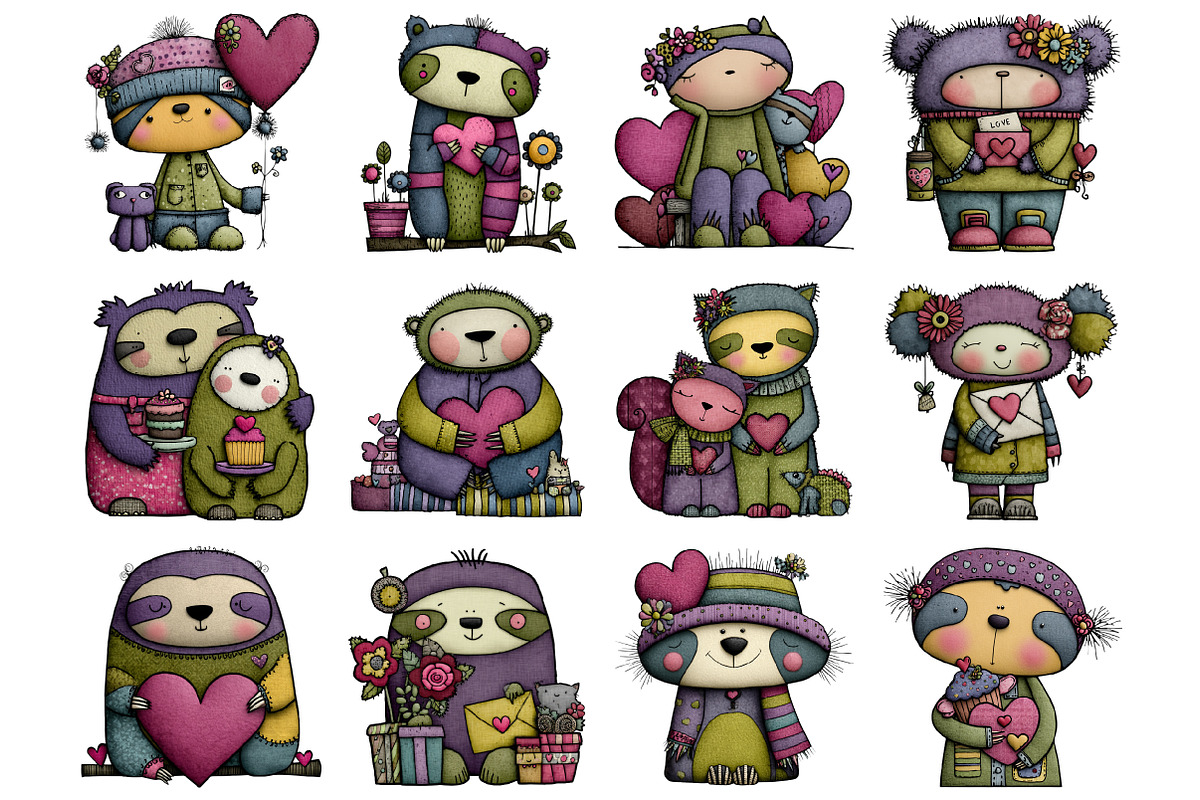 Valentine's Whimsical Sloth Clipart, a Graphic by CitraGraphics (Photo 2 of 4)