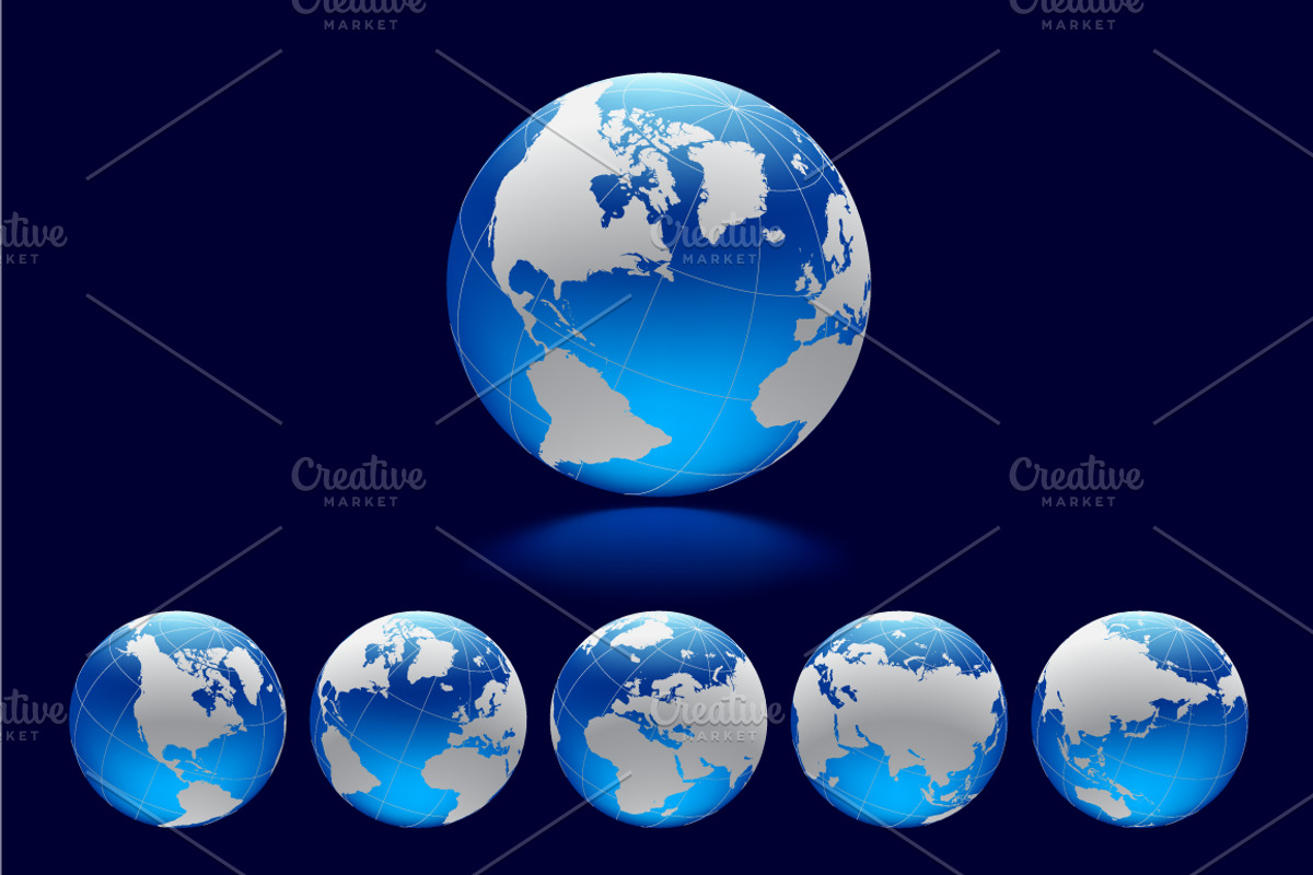 Blue Globe with world map, a Work Illustration by Maril
