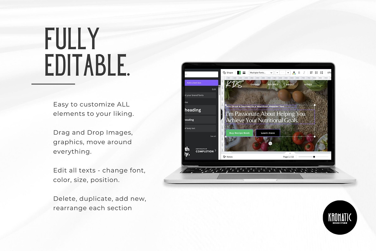 Nutritionist Canva Website Template, a Landing Page Template by Kromatic Design Studio (Photo 5 of 8)