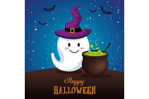 Happy Halloween Card With Gosth