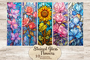 Stained Glass Flowers Bookmarks, a Decorative Illustration by GlamArtZhanna (Thumbnail 1 of 3)