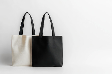 Two Tote Bags White and Black Stylis, a Background Photo by Pixeness