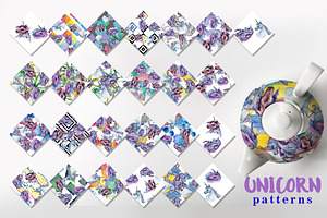 Magical Purple Unicorn PNG Set