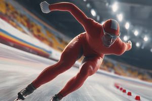 Dynamic speed skating competition on ice, a Sports & Recreation Photo by AlyaAnd