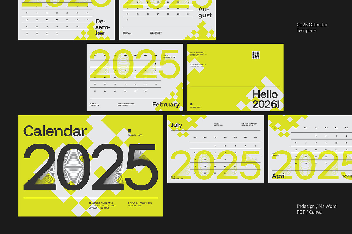 Bold 2025 Calendar - Blendax, a Stationery Template by fakhroo (Photo 4 of 5)