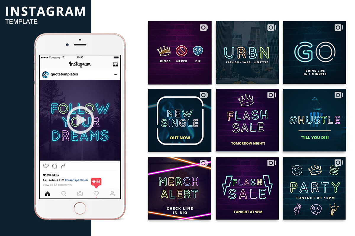 Neon Animated Template, a Social Media Template by Brandspark Mini (Photo 1 of 2)