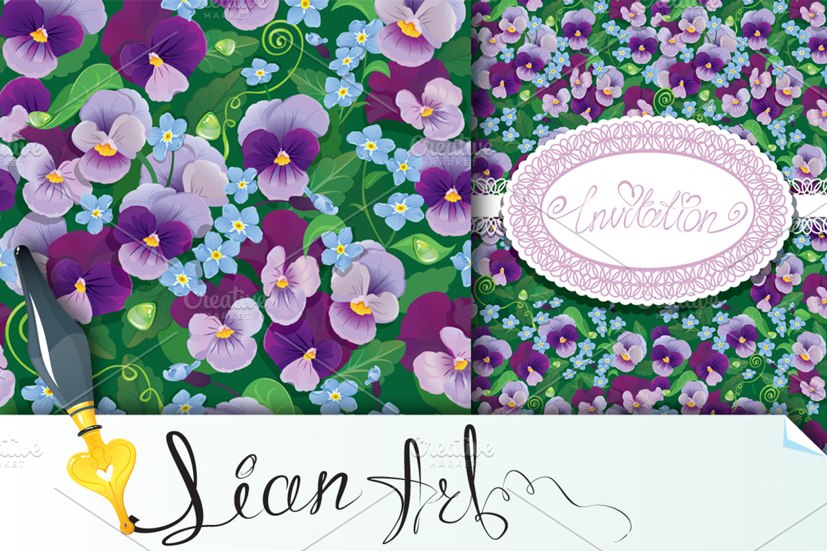 Pancy flower - seamless and card, an Invitation Template by Lian-art (Photo 1 of 3)