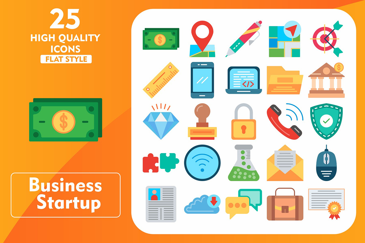 25 Business startup Flat Icons, an Icon by Pexelpy
