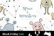 Spase & monsters clipart, an Illustration by SketchCliparts (Thumbnail 1 of 7)
