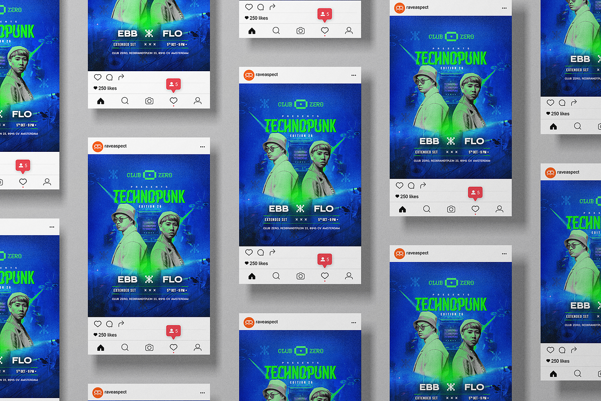 Technopunk Poster – Club Flyer PSD, a Social Media Template by Rave Aspect (Photo 2 of 3)
