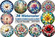 Round Flower Stained Glass Clipart, an Illustration by DreamCafeArt (Thumbnail 1 of 5)