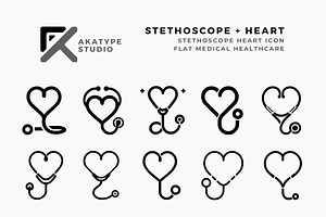 Stethoscope + Heart Icon Vector, an Icon by Akatype Studio