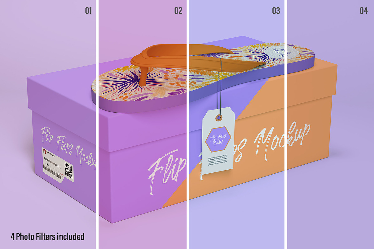Flip Flops Packaging Mockup 6 Views, a Packaging Mockup by Illusiongraphic (Photo 8 of 20)