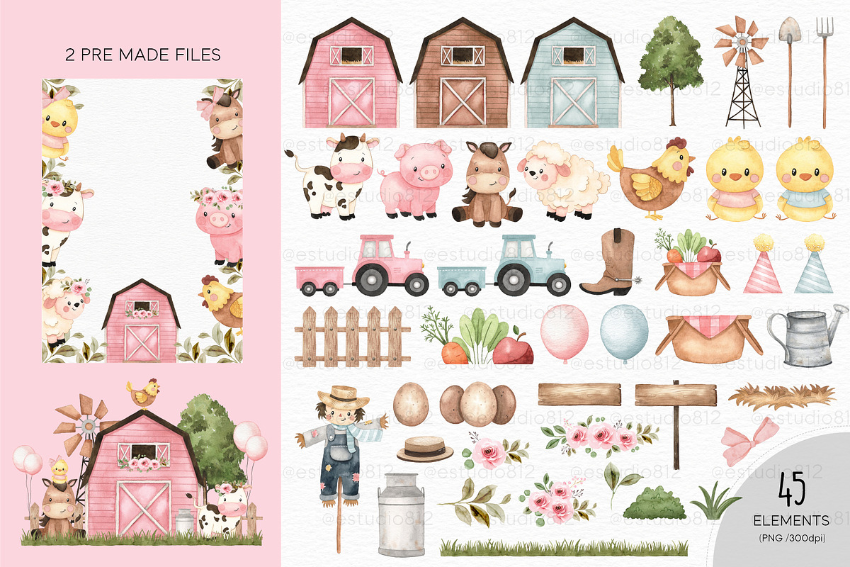 Cute Farm - Candy Color, an Animal Illustration by Estudio 812 (Photo 3 of 7)