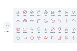 Weather forecast climate hot icons, an Object Illustration by Lemberg Vector