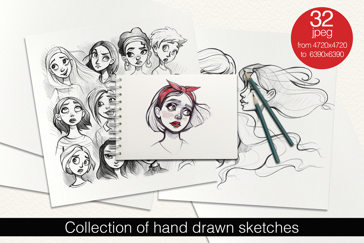 Collection of hand drawn sketches, an Illustration by NadyaKo (Photo 1 of 6)
