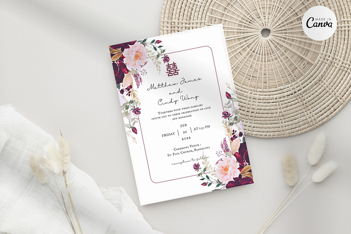 Asian Floral Wedding Invite - F3A, an Invitation Template by YeeqsWedding (Photo 1 of 5)