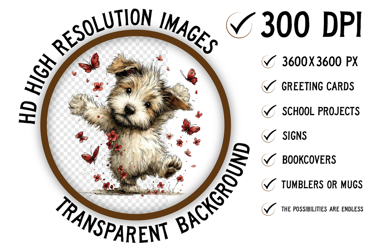 Whimsical Spring Dog Clipart PNG, an Illustration by Craft Nest
