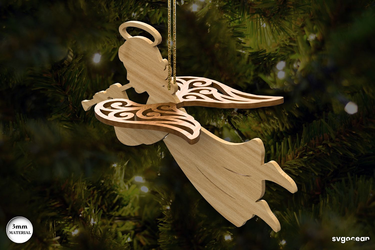 3D Christmas Angels Ornament Bundle, a Decorative Illustration by svgocean (Photo 13 of 20)