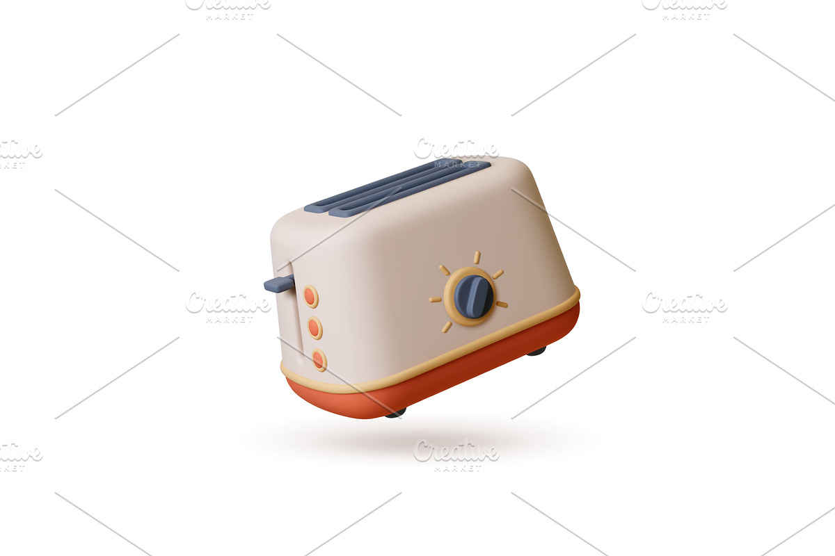 Toaster 3d icon. Isolated kitchen, a Technology Illustration by Valerie Bodnar