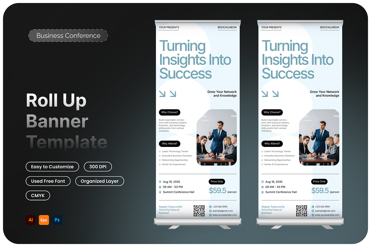 Business Conference Roll Up Banner, a Poster Template by Annora Studio (Photo 1 of 6)