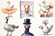 Watercolor Funny Silly Goose Clipart, an Illustration by DreamCafeArt (Thumbnail 2 of 7)