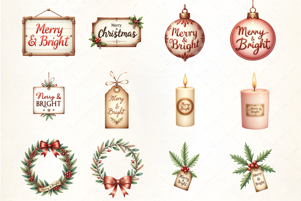 Vintage Christmas Merry & Bright, an Illustration by CrexoraLab (Photo 1 of 5)