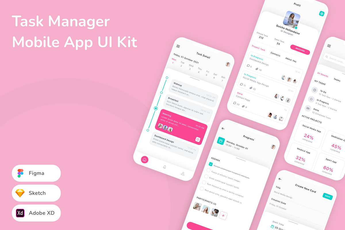 Task Manager Mobile App UI Kit, an UI Kit Template by Betush