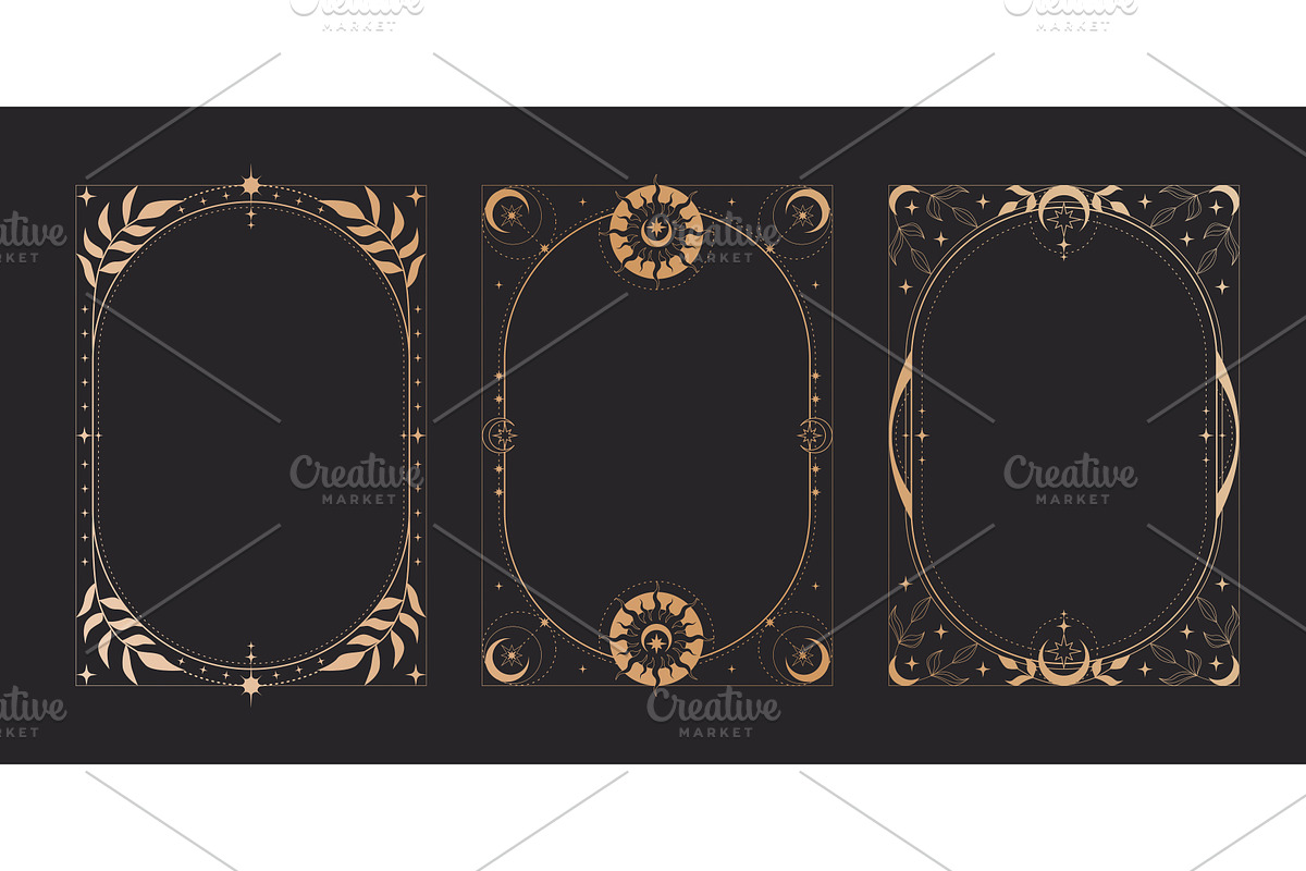 Black tarot cards set with celestial, an Illustration by art PVP - market