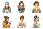 Girl Self Care Watercolor Clipart, an Illustration by designcity5 (Thumbnail 2 of 5)