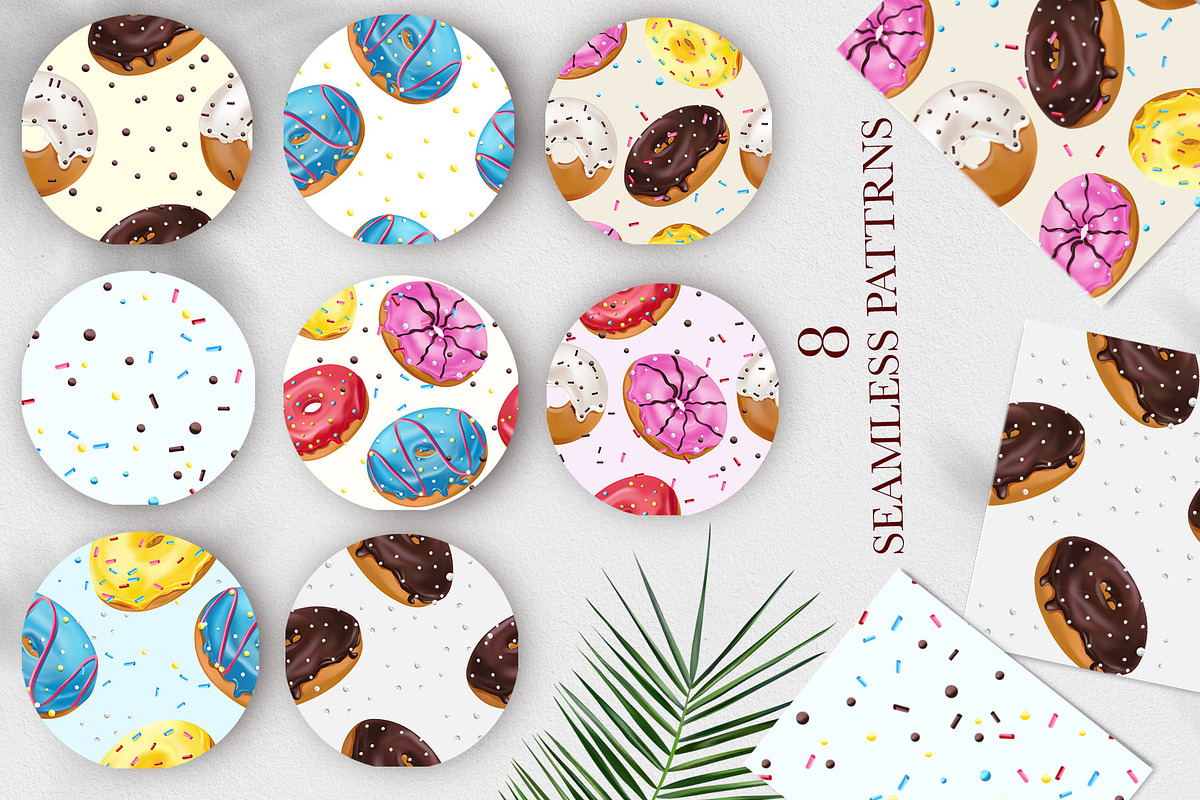 Sweet Donuts+Seamless Patterns, a Decorative Illustration by Usis (Photo 3 of 7)