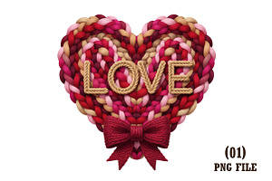 Crochet LOVE Heart PNG,Chunky Yarn, an Illustration by DreamArtGraphic