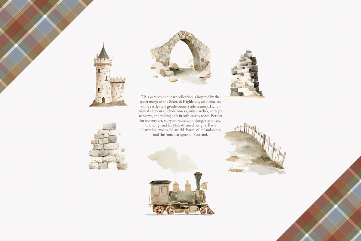 watercolor castles clipart set, a Decorative Illustration by Patishop Art (Photo 4 of 6)