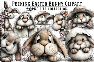 Peeking Easter Bunny Clipart, an Illustration by Dream Creation
