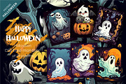 Halloween ghost with pumpkins., an Animal Illustration by KENO Mascots (Thumbnail 1 of 5)
