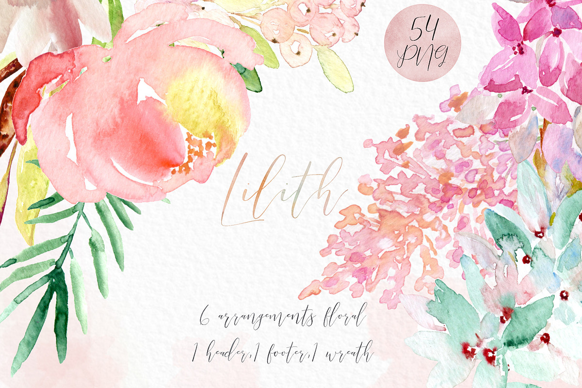 Lilith. Watercolour flowers, a Texture Illustration by LABFcreations (Photo 4 of 8)