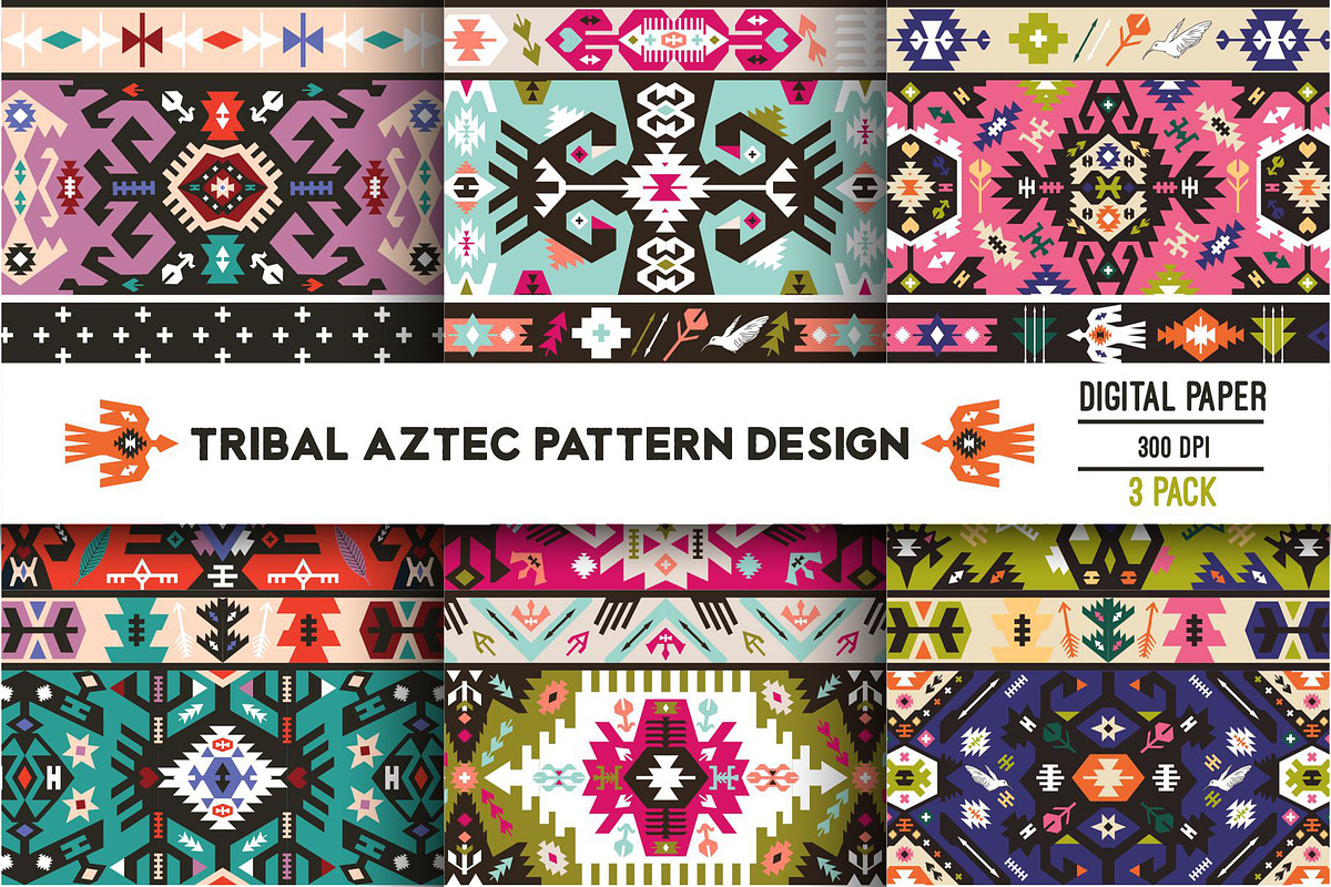 Geometric Boho Aztec Patterns, a Pattern Graphic by tomuato (Photo 1 of 4)
