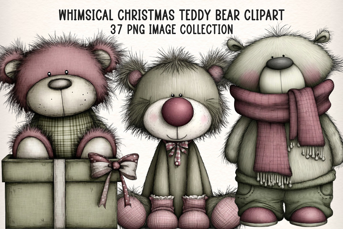 Whimsical Teddy Bear Clipart Bundle, an Illustration by Dream Creation (Photo 1 of 7)