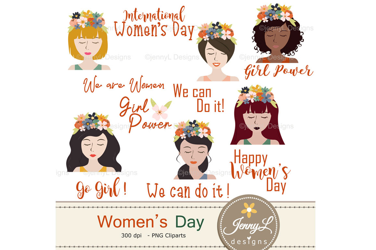 Women's Day Digital Papers & Clipart, a Pattern Graphic by JennyL Designs (Photo 2 of 9)