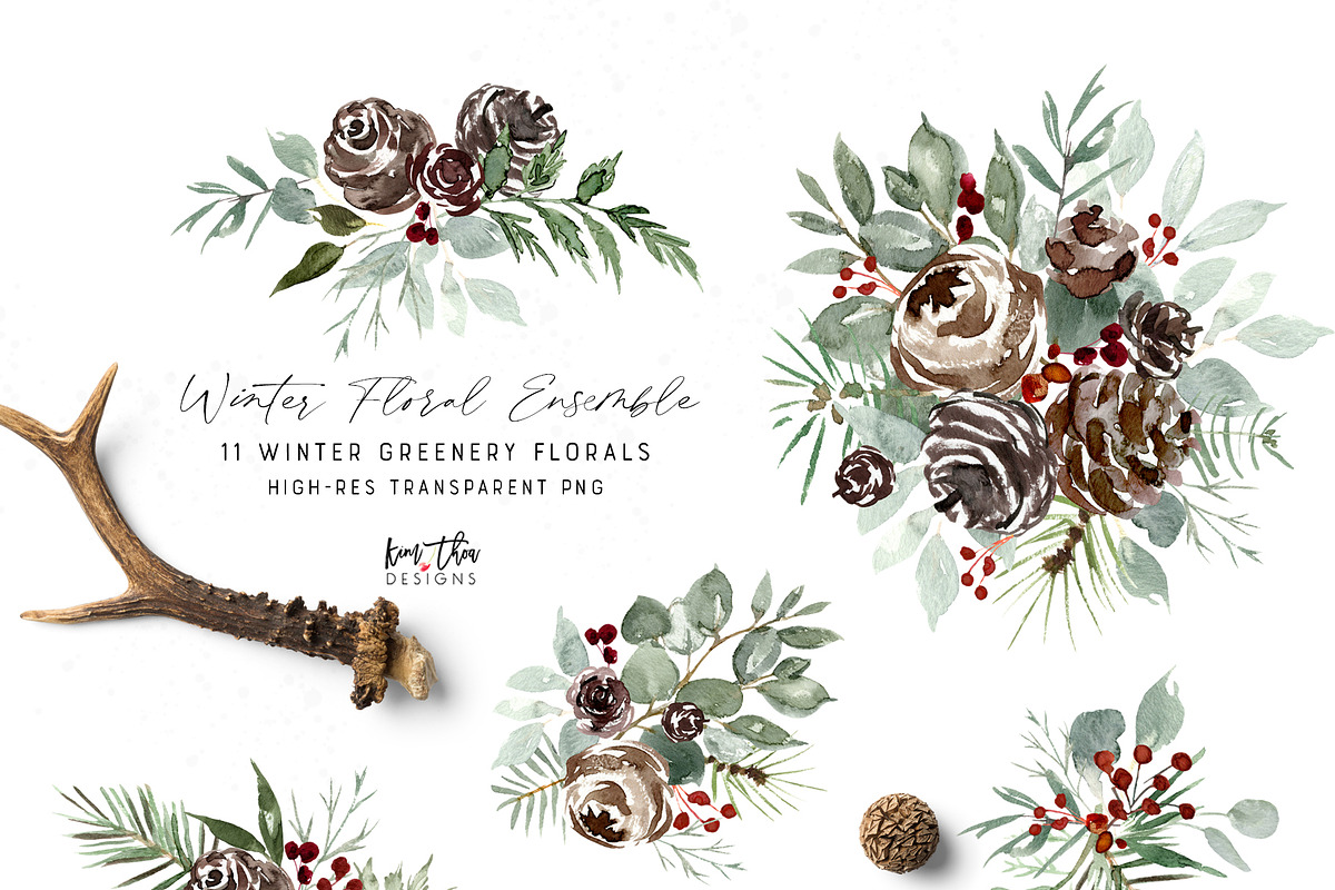 Winter Floral Ensemble, an Illustration by Kim Thoa Designs (Photo 4 of 12)